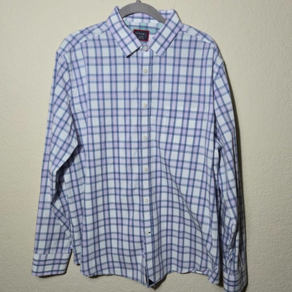 UNTUCKit Men's XL Stanley Plaid Long Sleeve Button-Up Shirt 100% Cotton